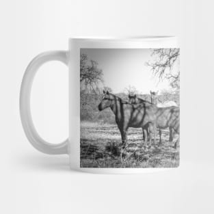 Wild Horses  - Black And White Mug